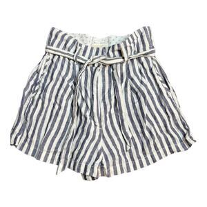 Cynthia Rowley Striped Linen Paper Bag Shorts Tie Waist Casual Preppy Twee 4
